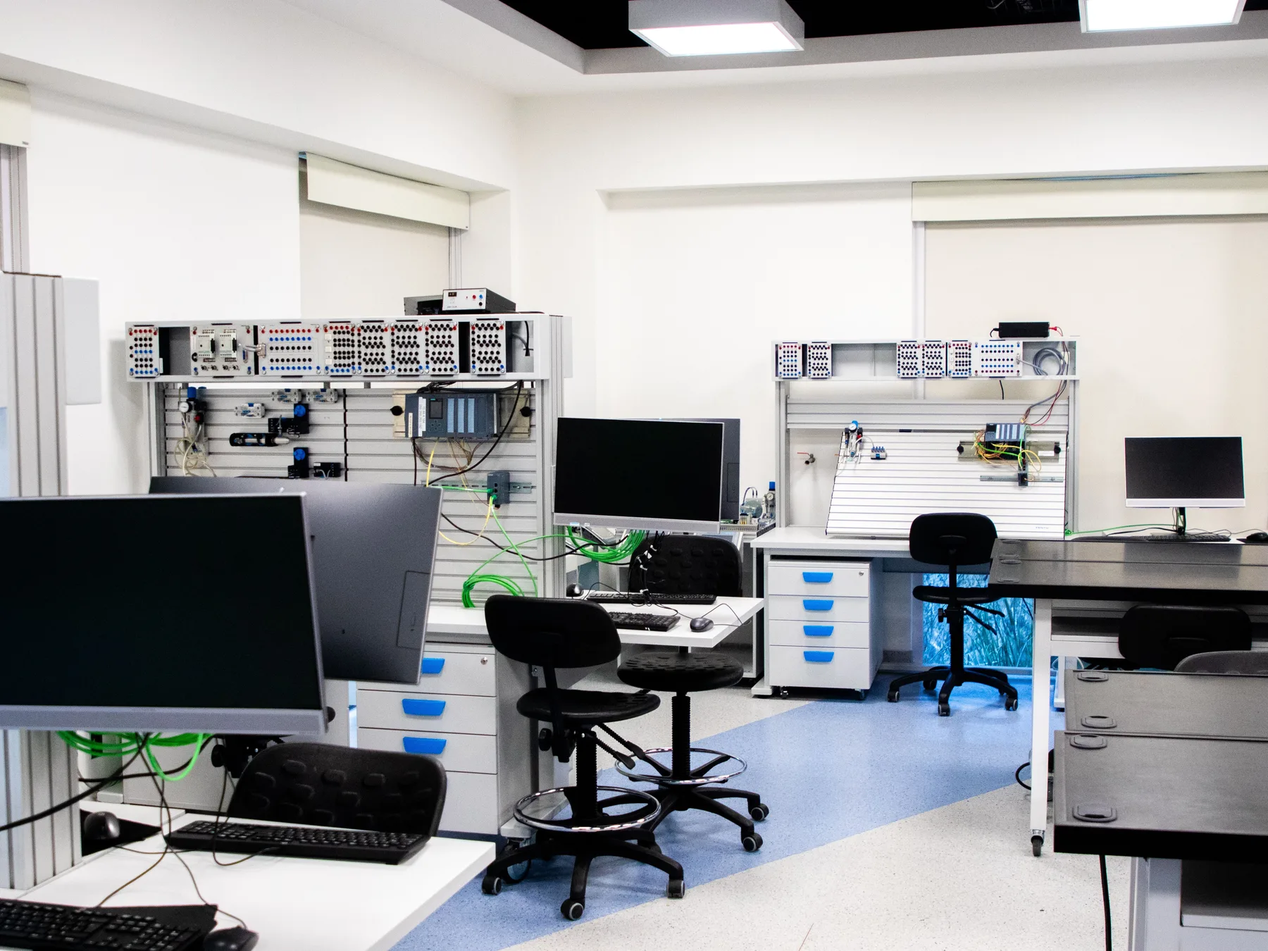 Workstations connected to modular control and automation equipment